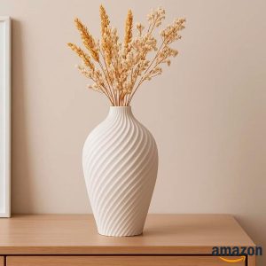 Vaso Alto Flores Secas – Decoração moderna (Branco, 19cm)